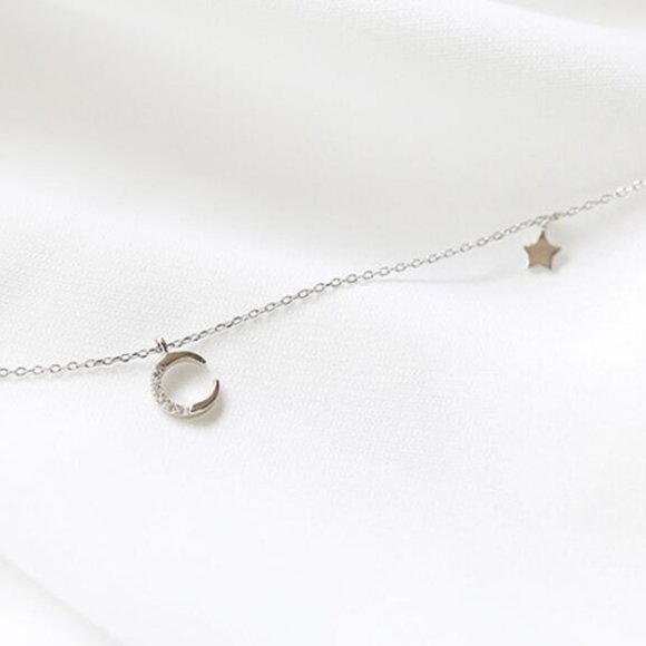 NEW 925 Sterling Silver Diamond Star Necklace H - Picture 5 of 14